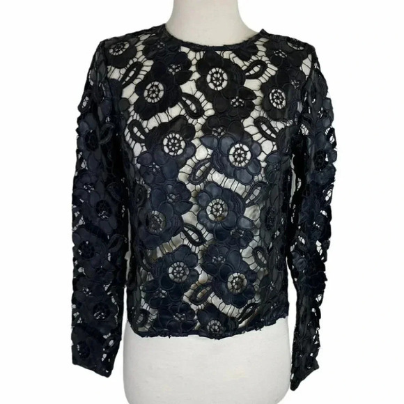 Bisou Bisou XS faux leather lace style top LNC - Picture 1 of 5
